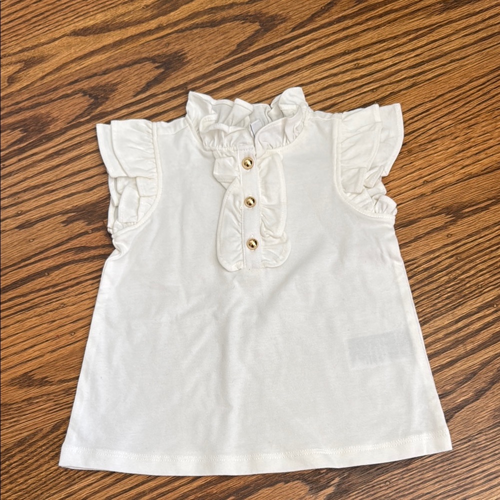 JANIE AND JACK Ruffled White Sleeveless Top